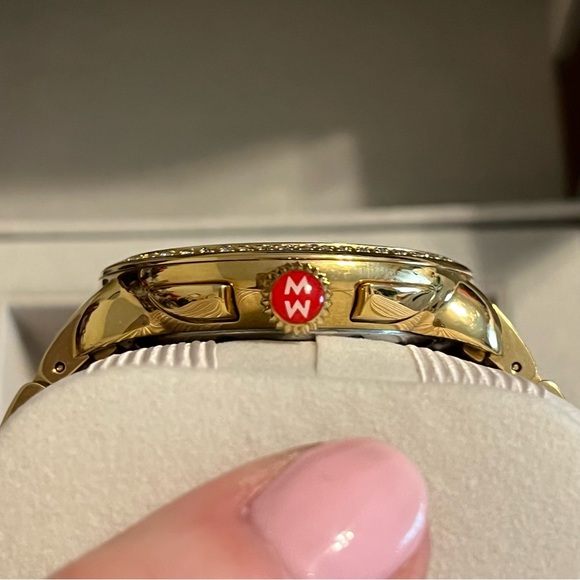 EUC Michele Serine Gold Diamond Chronograph Watch with Box, Case and Cloth - Picture 6 of 9